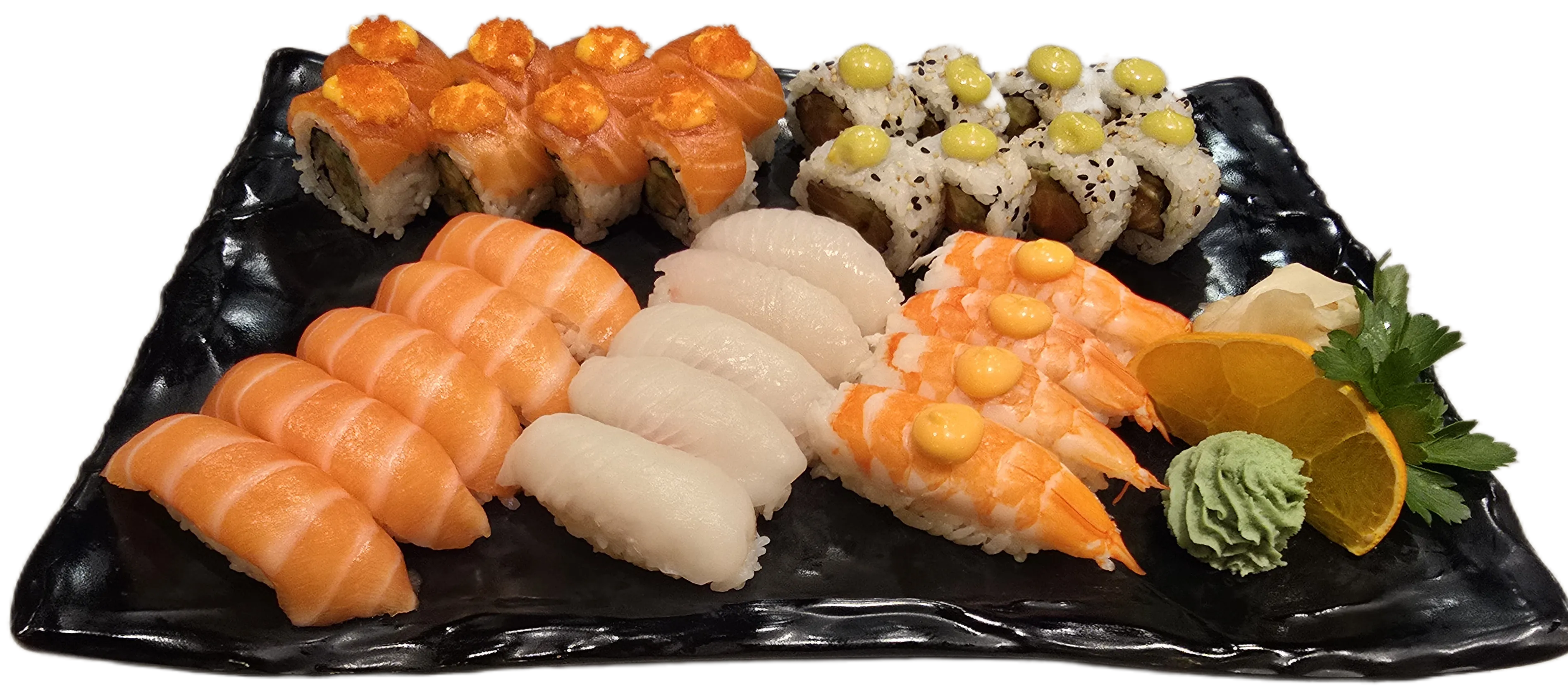 Sushi Meny 09 – 30 biter med nigiri av laks, kveite og reke, samt maki