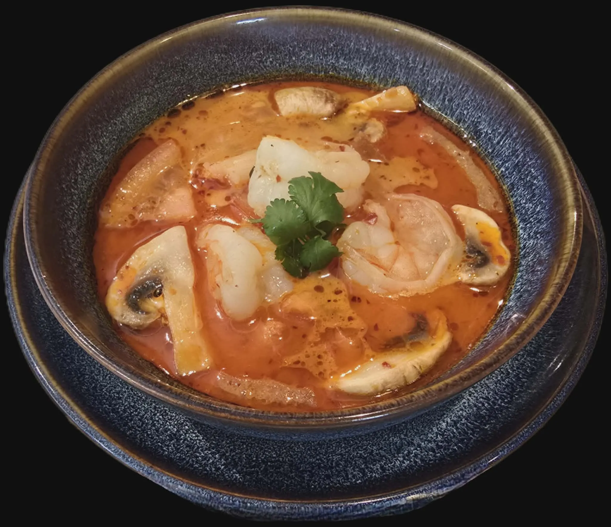 Tom Yam Goong – krydret scampisuppe med kokosmelk, sitrongress og champignon